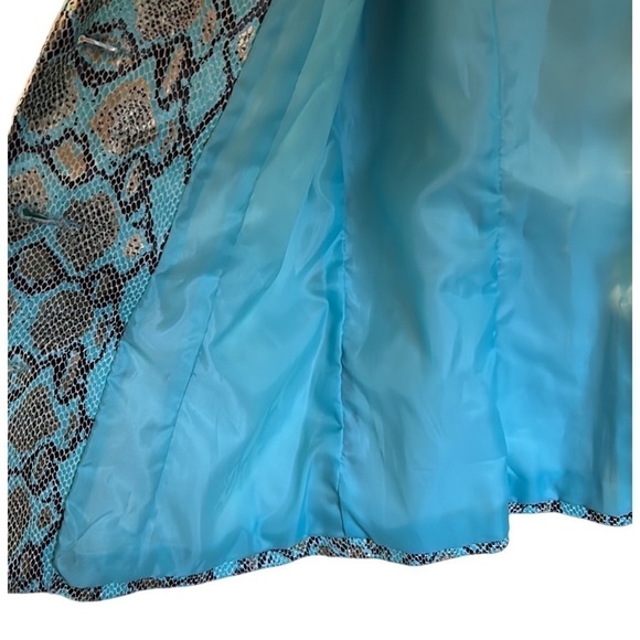 Bamboo Traders Faux Leather Jacket Turquoise Gold Metallic & Brown Snake Small - Picture 9 of 12